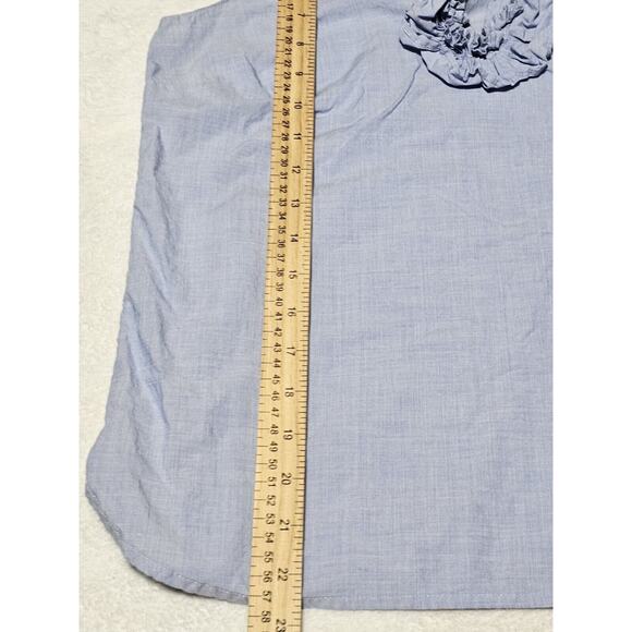 J Crew Women's Size 0 XSmall Blue Blouse Shirt Sleeveless Ruffle Cotton Tank - Picture 5 of 8